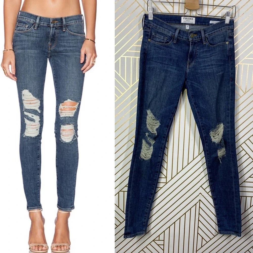 FRAME Denim Le Skinny de Jeanne in Seville Wash Blue‎ Size US 26